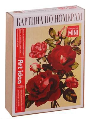 MINI16130174 Красные розы (холст на картоне, 16,5х13 см) (коробка) (ФР-00001159)