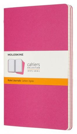 Блокнот Moleskine CAHIER JOURNAL Large 130х210мм обложка картон 80стр. линейка розовый неон (3шт)