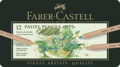 Карандаши цветные, Faber-Castell/Фаберкастел Pitt", 12 цветов, пастельные, в металлической коробке"