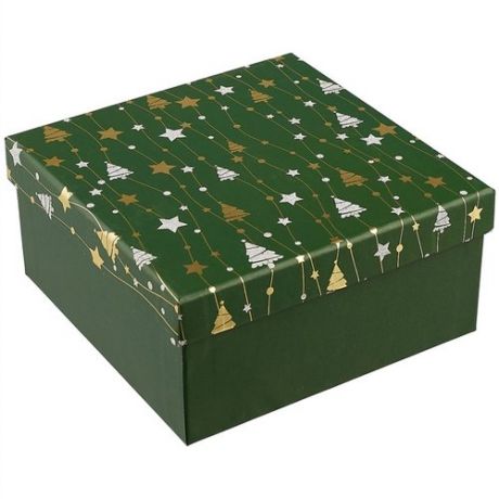 Коробка подарочная Елочки 15*15*8 картон