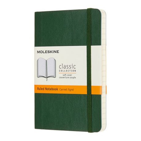 Блокнот Moleskine CLASSIC SOFT Pocket 90x140мм 192стр. линейка мягкая обложка зеленый 9 шт./кор.