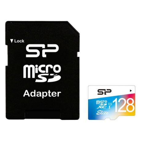 Карта памяти microSDXC UHS-I U1 SILICON POWER 128 ГБ, 75 МБ/с, Class 10, SP128GBSTXBU1V21SP, 1 шт., переходник SD