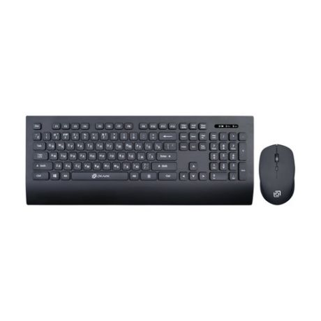 Комплект (клавиатура+мышь) OKLICK 222M, USB, беспроводной, черный