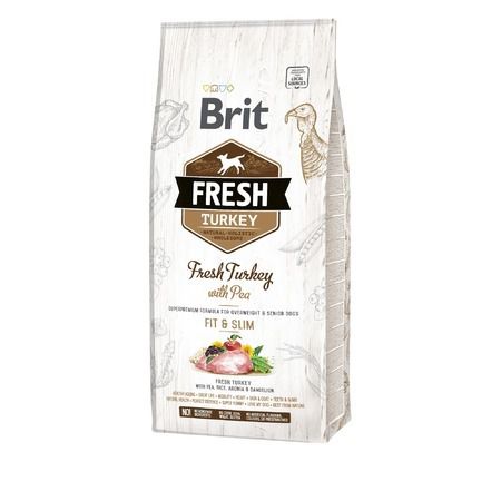 Brit Сухой корм Brit Fresh Turkey with Pea Light Fit & Slim для собак для контроля веса с индейкой и горохом - 12 кг