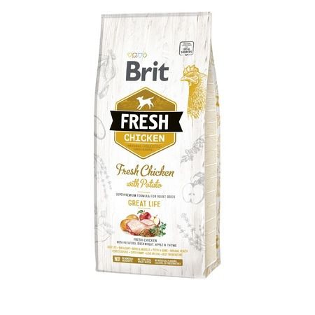 Brit Сухой корм Brit Fresh Chicken with Potato Adult Great Life для взрослых собак всех пород с курицей и картофелем - 12 кг