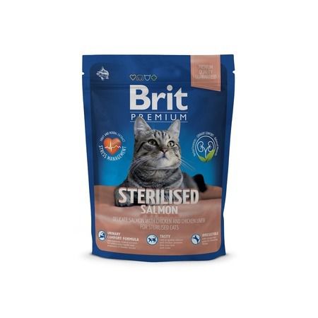 Brit Сухой корм Brit Premium Cat Sterilised для стерилизованных кошек с лососем, курицей и куриной печенью - 300 г