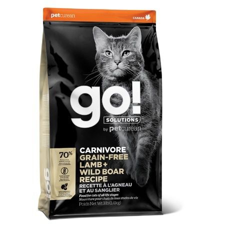 GO! Natural Holistic Сухой беззерновой корм GO! Carnivore GF Lamb + Wild Boar для котят и кошек с ягненком и мясом дикого кабана - 1,36 кг