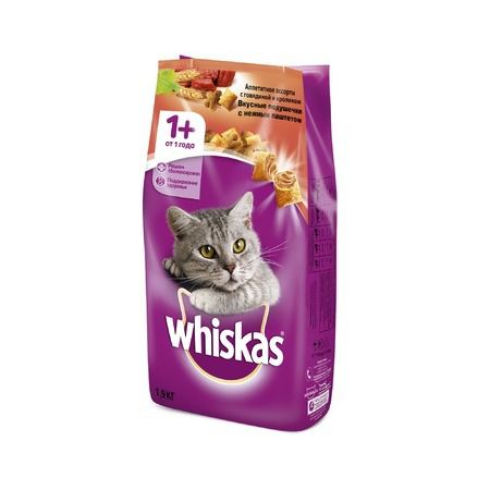 Whiskas Whiskas сухой корм для взрослых кошек с паштетом из говядины и кролика - 1,9 кг
