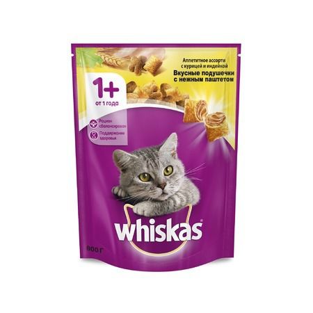 Whiskas Whiskas сухой корм для взрослых кошек с паштетом из курицы и индейки - 800 г