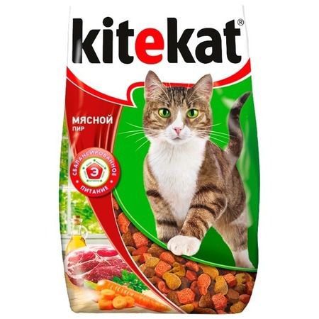 Kitekat Kitekat Мясной Пир сухой корм для взрослых кошек с говядиной - 1,9 кг