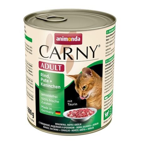 Animonda Влажный корм Animonda Carny для взрослых кошек с говядиной, индейкой и кроликом - 800 г