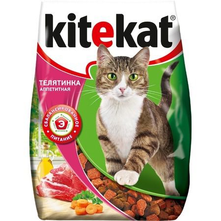 Kitekat Kitekat сухой корм для взрослых кошек с аппетитной телятинкой - 350 г