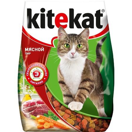 Kitekat Kitekat Мясной Пир сухой корм для взрослых кошек с говядиной - 350 г