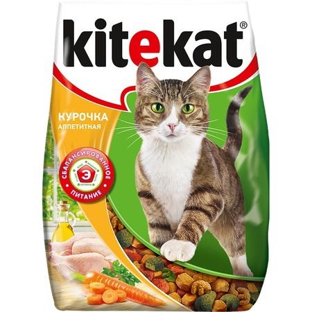 Kitekat Kitekat сухой корм для взрослых кошек с аппетитной курочкой - 350 г