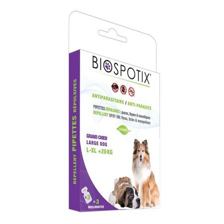 Biospotix Biospotix XL Dog Spot on капли от блох для собак крупных и гигантских пород весом от 20 до 50 кг 3 пипетки по 3 мл
