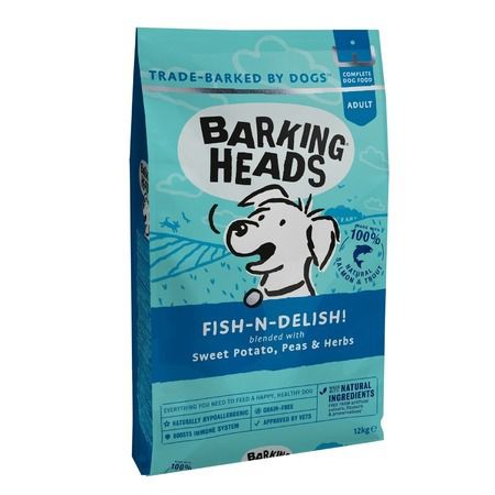 Barking Heads Сухой беззерновой корм Barking Heads Fish-n-Delish для взрослых собак с лососем, форелью и бататом - 2 кг