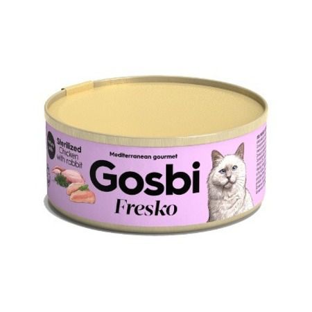 Gosbi Влажный корм Gosbi Fresko для стерилизованных кошек с курицей и кроликом - 70 г