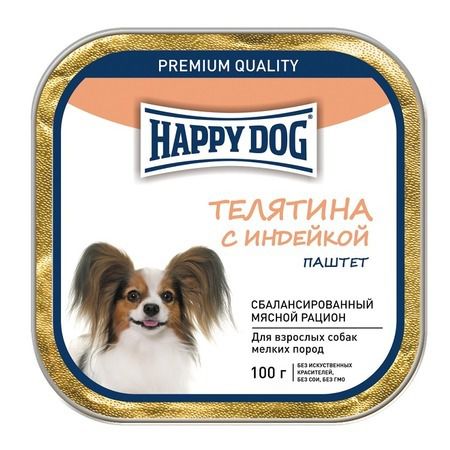 Happy Dog Влажный корм Happy Dog для собак мелких пород с телятиной и индейкой - 100 г