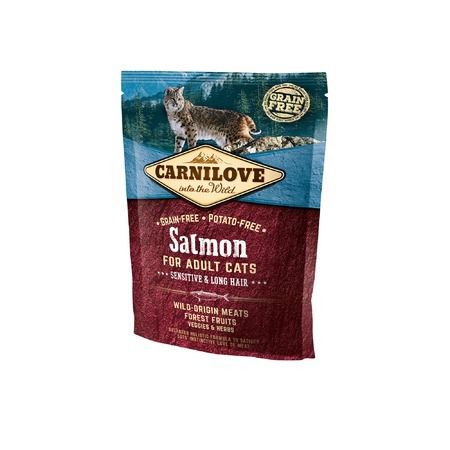 CarniLove Carnilove Salmon for Adult Cats Sensitive & Long Hair сухой корм для взрослых длинношерстных и чувствительных к пищеварению кошек с лососем - 400 г