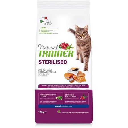 Trainer Сухой корм Trainer Natural Sterilised для взрослых стерилизованных кошек с лососем - 10 кг
