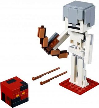 Конструктор Lego Большие фигурки Minecraft скелет с кубом магмы 21150