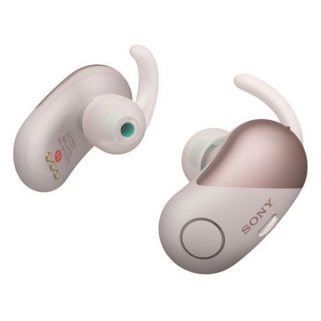 Наушники с микрофоном SONY WF-SP700N, Bluetooth, вкладыши, розовый [wfsp700np.e]