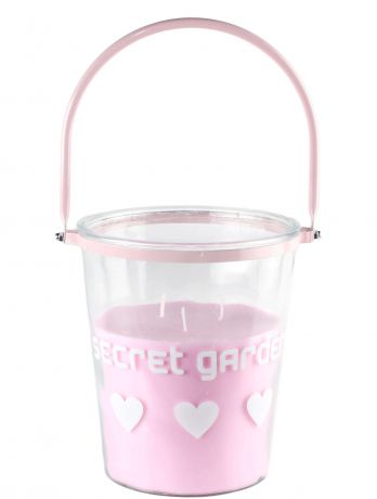 Свеча в стакане, 18,5х21 см, розовая