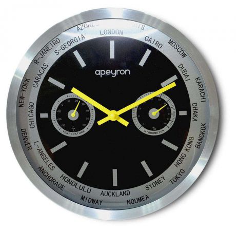 Часы настенные Apeyron ML 9225 с термометром и гигрометром, 30 см