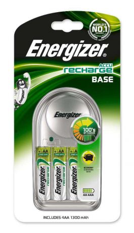 Зарядное устройство Energizer Base Charger + 4 аккумуляторные батарейки AA Energizer Recharge 1300 мАч
