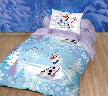 Комплект постельного белья Disney «Олаф Зима», 1,5-спальное, наволочка 70х70 см