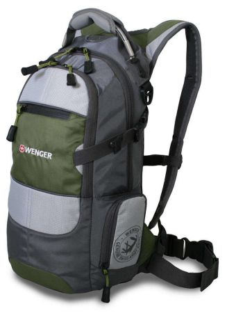 Рюкзак спортивный Wenger Narrow hiking pack, 22 л, серый/зеленый/серебристый, 23х18х47 см
