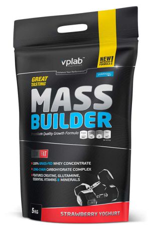 Гейнер VPLAB Mass Builder, клубника/йогурт, 5кг