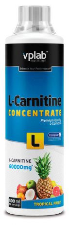 Л-карнитин VPLAB L-Carnitine Concentrate, тропические фрукты, 500мл