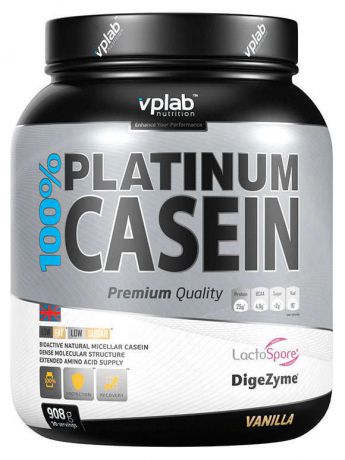 Протеин VPLAB 100% Платинум Казеин, ваниль, 908г