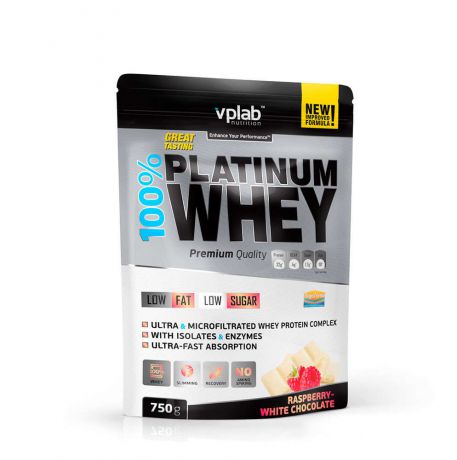 Протеин VPLAB 100% Platinum Whey, малина/белый шоколад, 750г