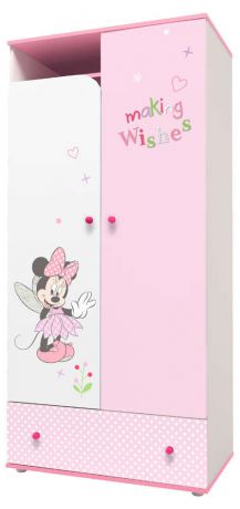 Шкаф двухсекционный Polini kids Disney baby «Минни Маус-Фея», белый/розовый