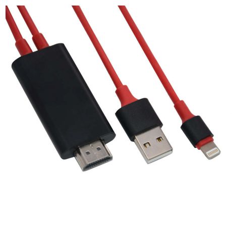 HDTV кабель Apple 8 pin Lightning to HDMI, 1.8 метра, красный