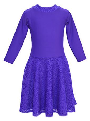 Рейтинговое платье для танцев с гипюровой юбкой фиолетовое All-kids