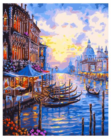 Картина по номерам по дереву Вечерняя Венеция Рыжий кот 40х50см