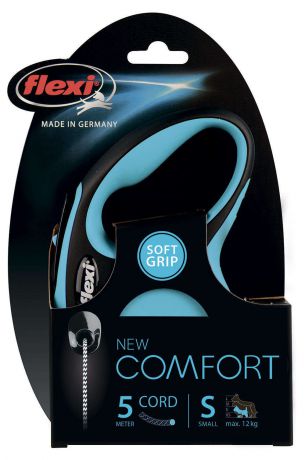 Рулетка flexi New Comfort S (до 12 кг), трос, синяя