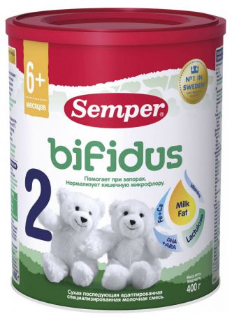 Сухая молочная смесь Semper Bifidus 2, с 6 месяцев, 400 г