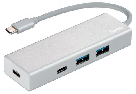 Разветвитель Hama Aluminium USB-C, 4 порта, белый