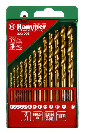 Набор сверл Hammer No3 (13шт.) 1,5-6,5мм