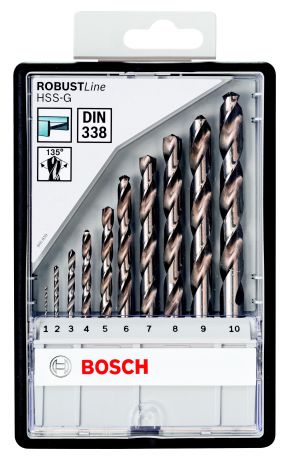 Набор сверл Bosch Robust line hss-g 10 шт. (2.607.010.535)
