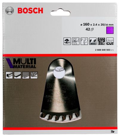 Диск пильный твердосплавный Bosch Multi material 160x42x20/16 (2.608.640.503)