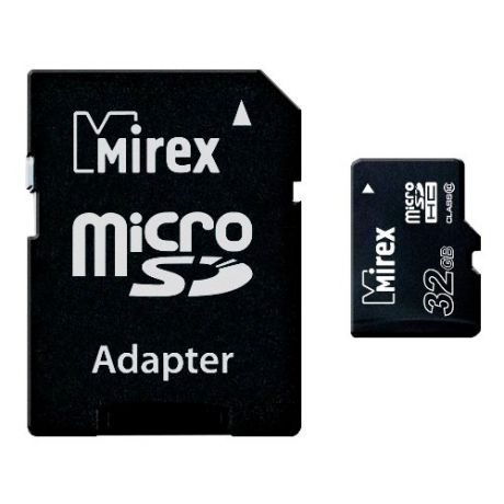 Карта памяти Mirex microSDHC Class 10 32GB + SD adapter