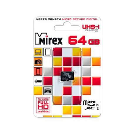 Карта памяти Mirex microSDXC Class 10 UHS-I U1 64GB