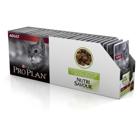 Корм для кошек Purina Pro Plan Nutrisavour с ягненком 24шт. х 85 г (кусочки в желе)