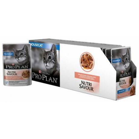 Корм для кошек Purina Pro Plan Nutrisavour HouseCat с лососем 24шт. х 85 г (кусочки в соусе)
