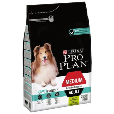 Сухой корм для собак Purina Pro Plan Optidigest ягненок с рисом 3 кг (для средних пород)